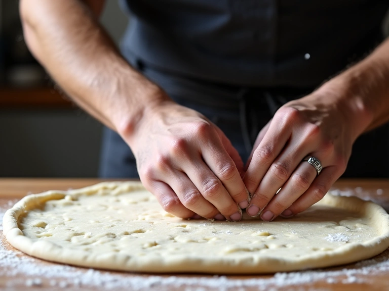 Un pizzaiolo esperto mentre stende la pasta della pizza con maestria e passione.