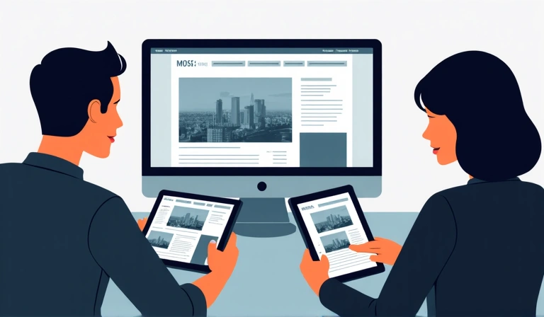 Persone che navigano su un sito web su computer e tablet, illustrando l'utilizzo del sito in modo responsabile.